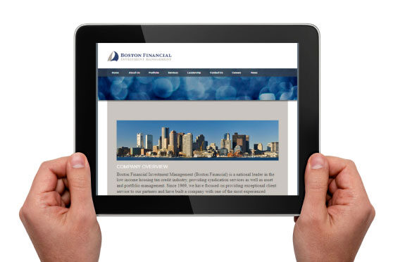 StudioConover - Web Development | Boston Financial website on tablet