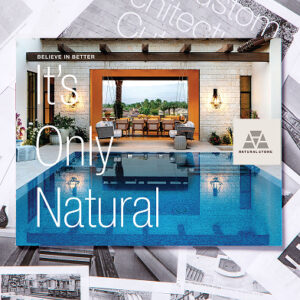 the cover of the triple a natural stone brochure on top of black and white pages of the brochure.